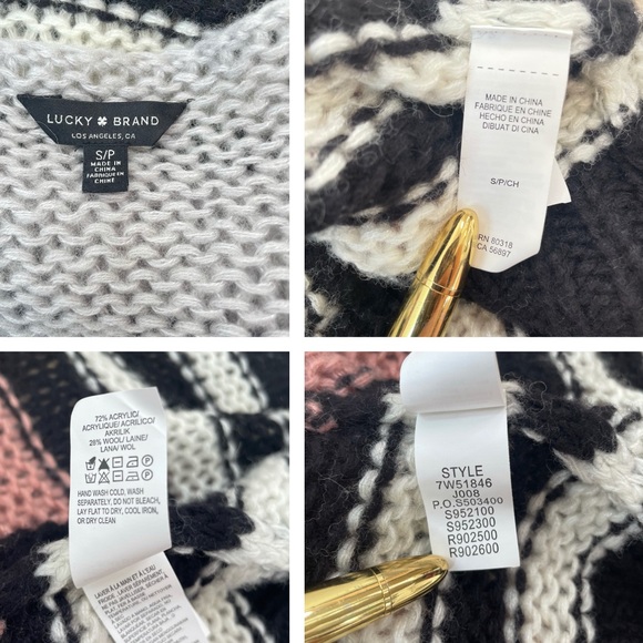 Lucky Brand Bold Stripe Pullover Wool Blend Fuzzy Knit Sweater Size Small - Picture 10 of 14